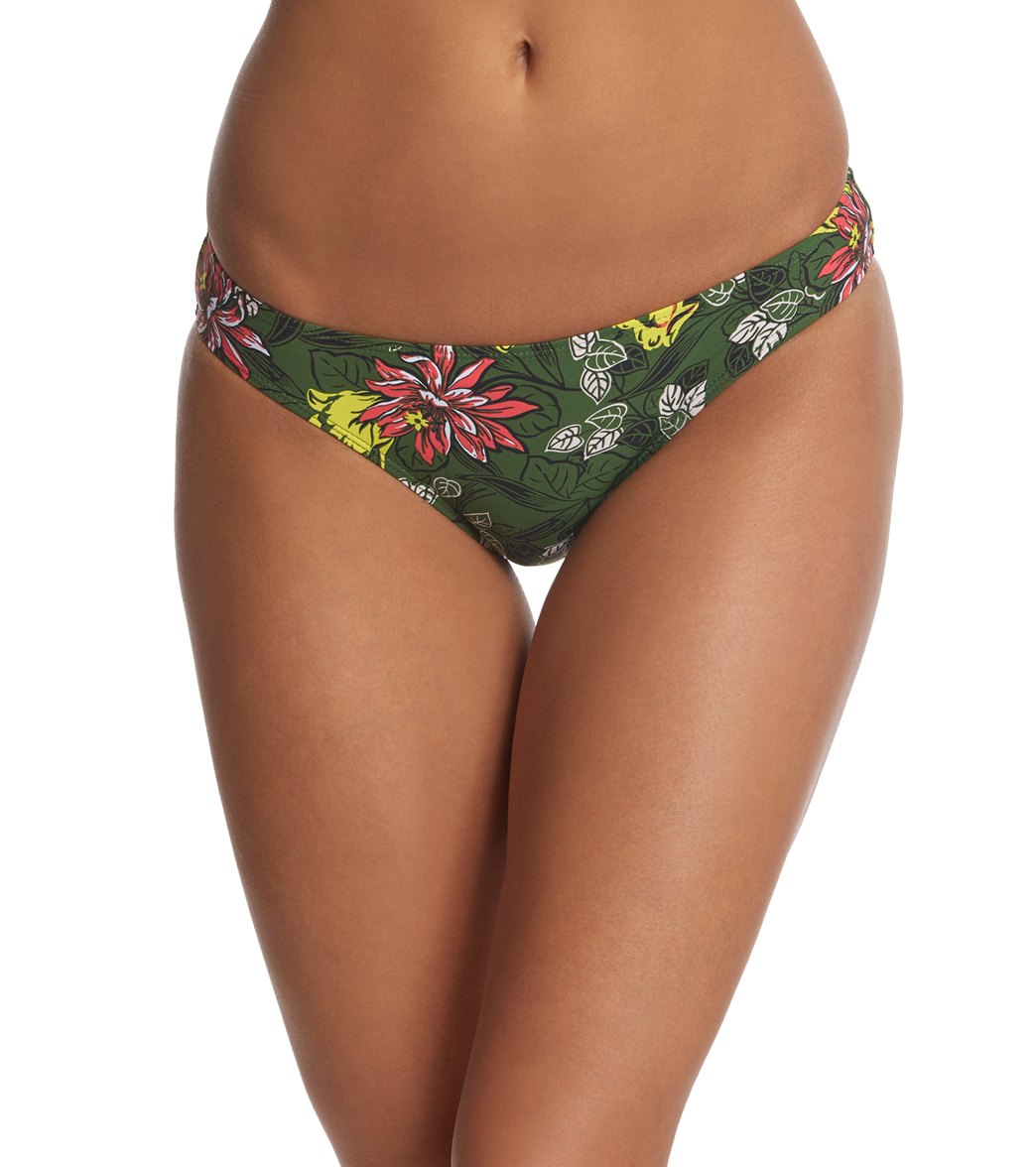 Anne Cole Studio Happy Strappy Green Bikini Bottom - Print Small - Swimoutlet.com