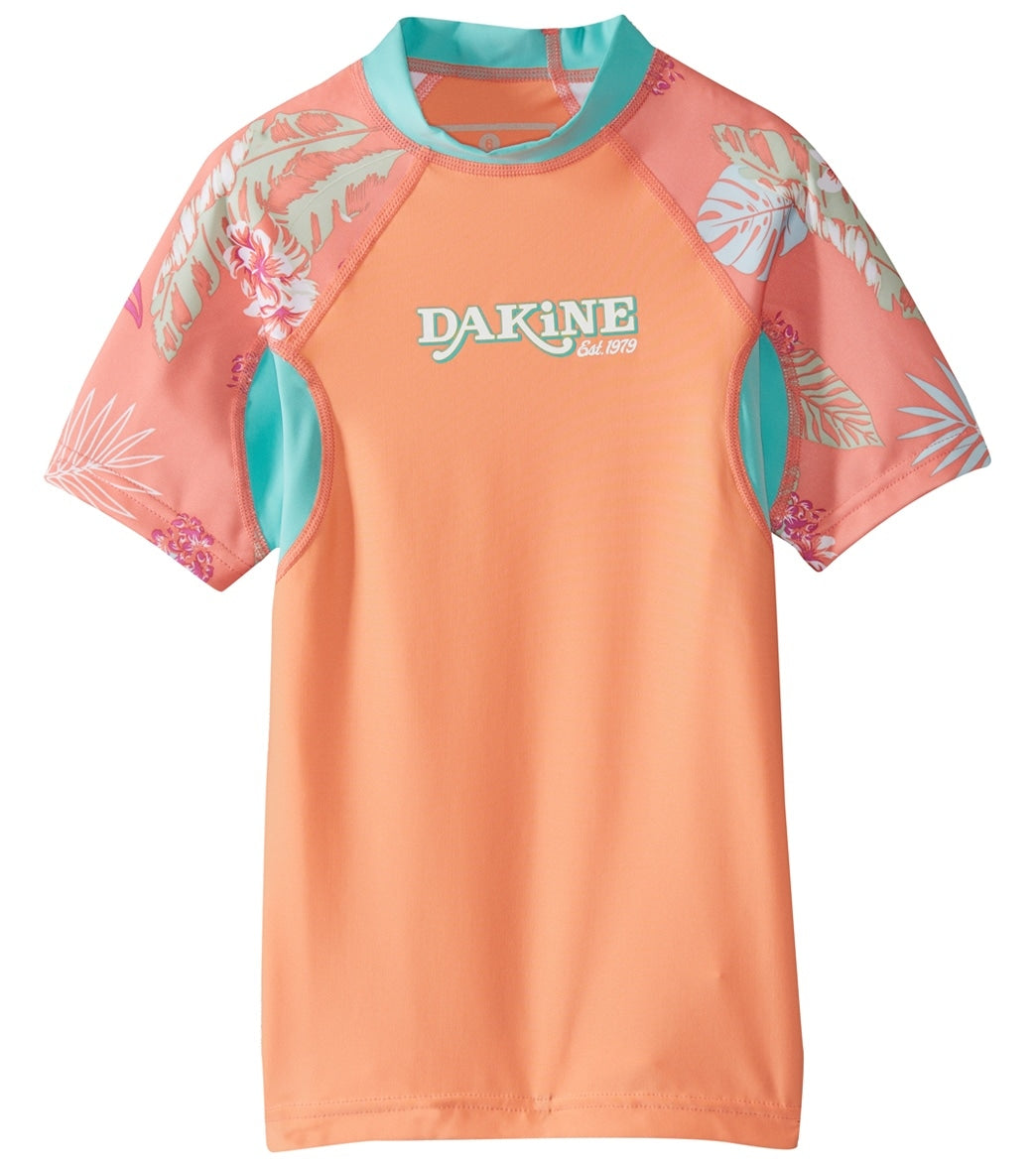Dakine Girls' Classic Snug Fit Short Sleeve Rashguard - Waikiki 8 Elastane/Polyester - Swimoutlet.com