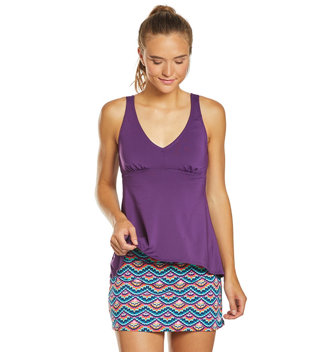 Dolfin Aquashape Women's Flyaway Tankini Swimsuit Top Eggplant at ...