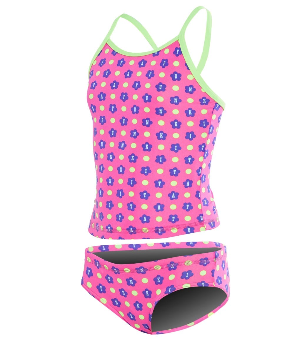 Funkita Toddler Girls' Daisy Dots Tankini Set - Pink/Purple 2T Polyester - Swimoutlet.com