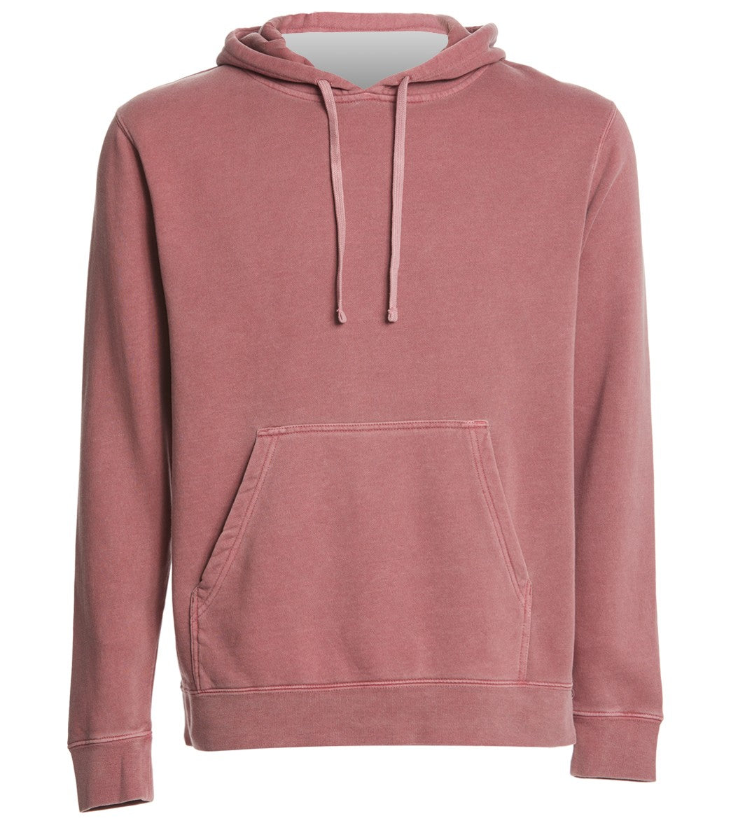 Men's Midweight Pigment Dyed Hooded Sweatshirt - Maroon Large Cotton/Polyester - Swimoutlet.com