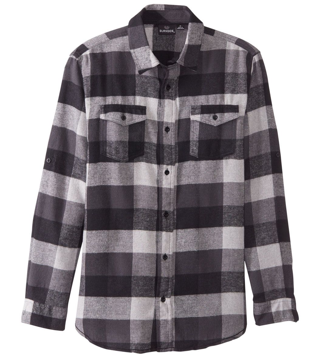 Yarn Dyed Long Sleeve Flannel Shirt - Black Xl Cotton - Swimoutlet.com