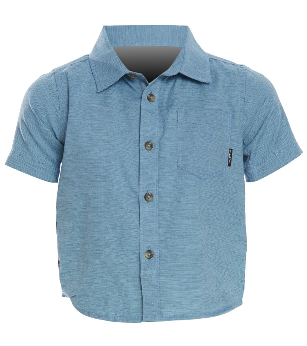 Billabong Boys' All Day Helix Short Sleeve Shirt - Washed Blue 3T Cotton - Swimoutlet.com