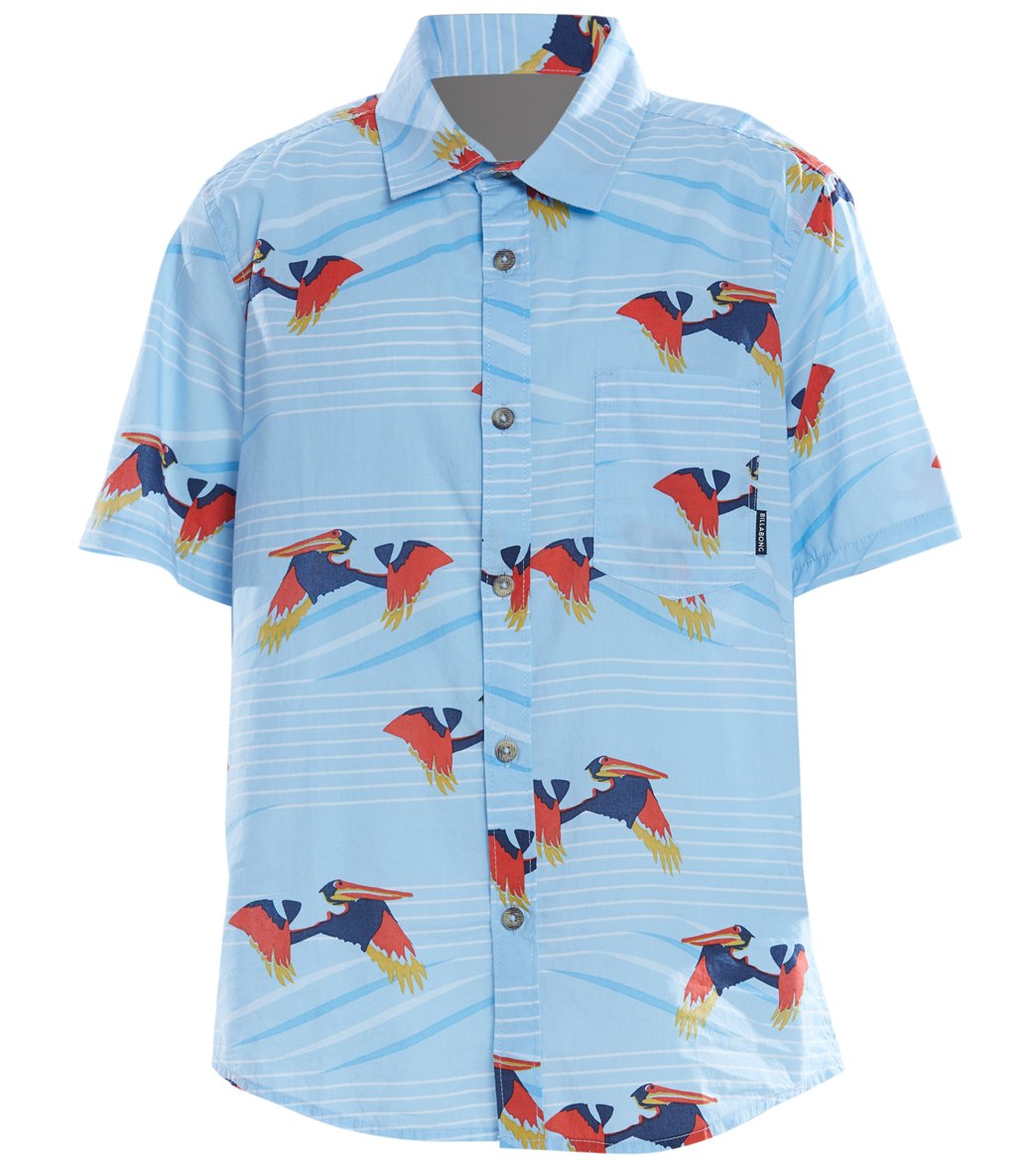 Billabong Boys' Sundays Floral Short Sleeve Shirt Big Kid - Coastal Xl Cotton - Swimoutlet.com