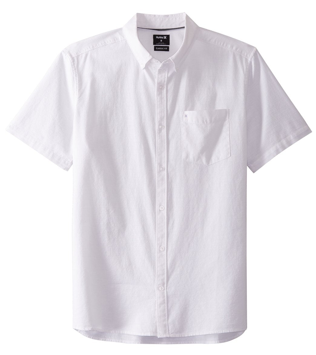 Hurley Men's One & Only 2.0 Short Sleeve Woven Shirt - White Xl Cotton - Swimoutlet.com