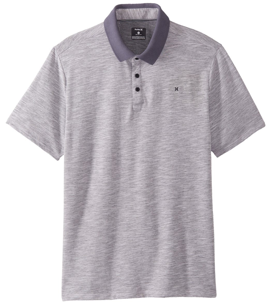 Hurley Men's Dri-Fit Lagos Polo Short Sleeve Shirt - Dark Grey Heather Medium Cotton/Polyester - Swimoutlet.com