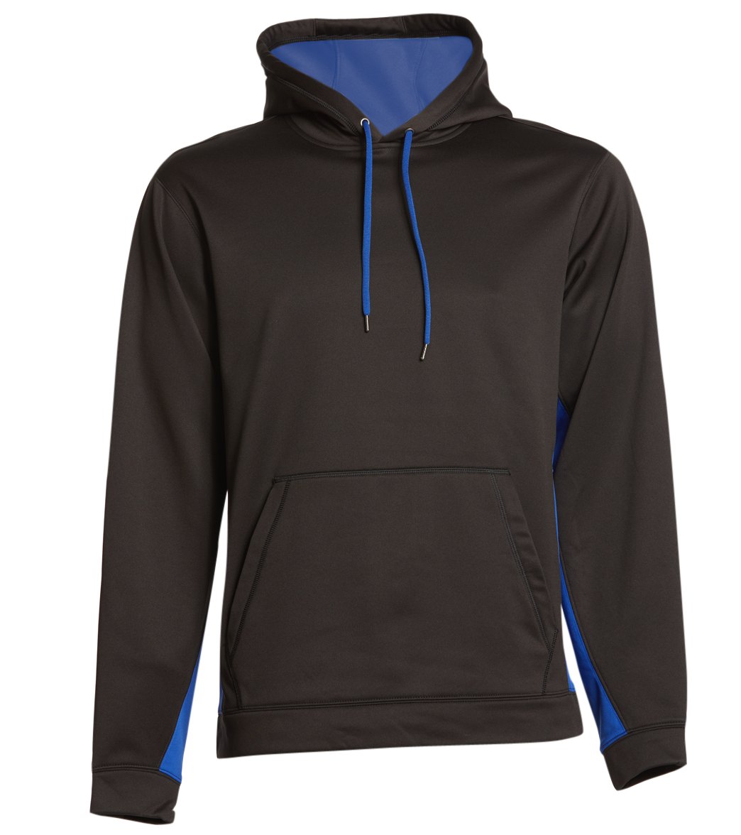 Sport-Wick Fleece Colorblock Hooded Pullover - Black/Royal Small Polyester - Swimoutlet.com