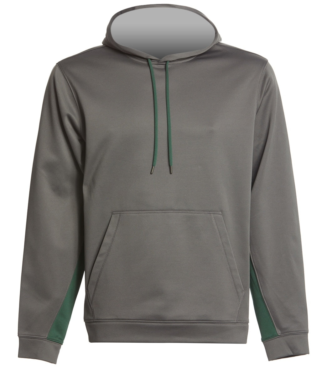 Sport-Wick Fleece Colorblock Hooded Pullover - Black/Forest Green Small Polyester - Swimoutlet.com