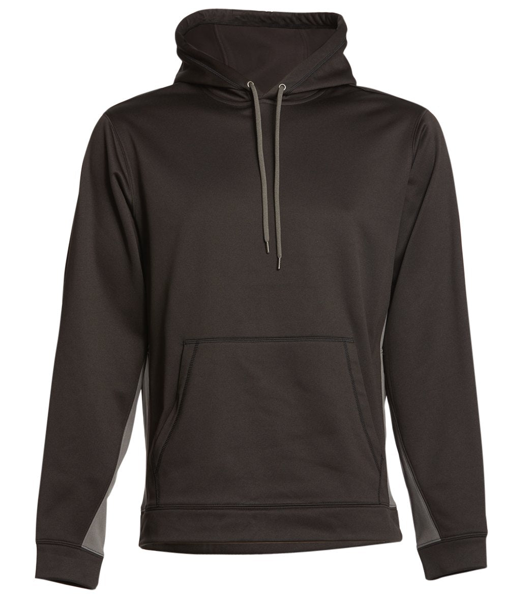 Sport-Wick Fleece Colorblock Hooded Pullover - Black/Dark Smoke Grey Small Polyester - Swimoutlet.com
