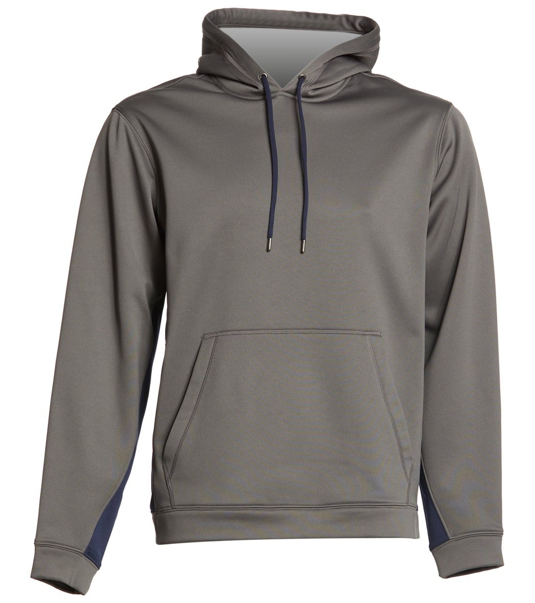 Sport-Wick Fleece Colorblock Hooded Pullover - Grey/Navy Small Polyester - Swimoutlet.com