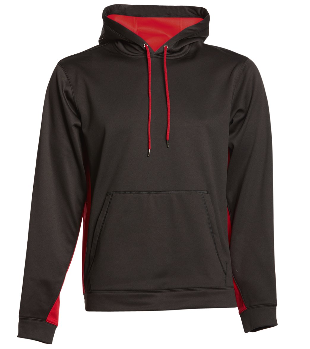 Sport-Wick Fleece Colorblock Hooded Pullover - Black/Deep Red Xl Polyester - Swimoutlet.com