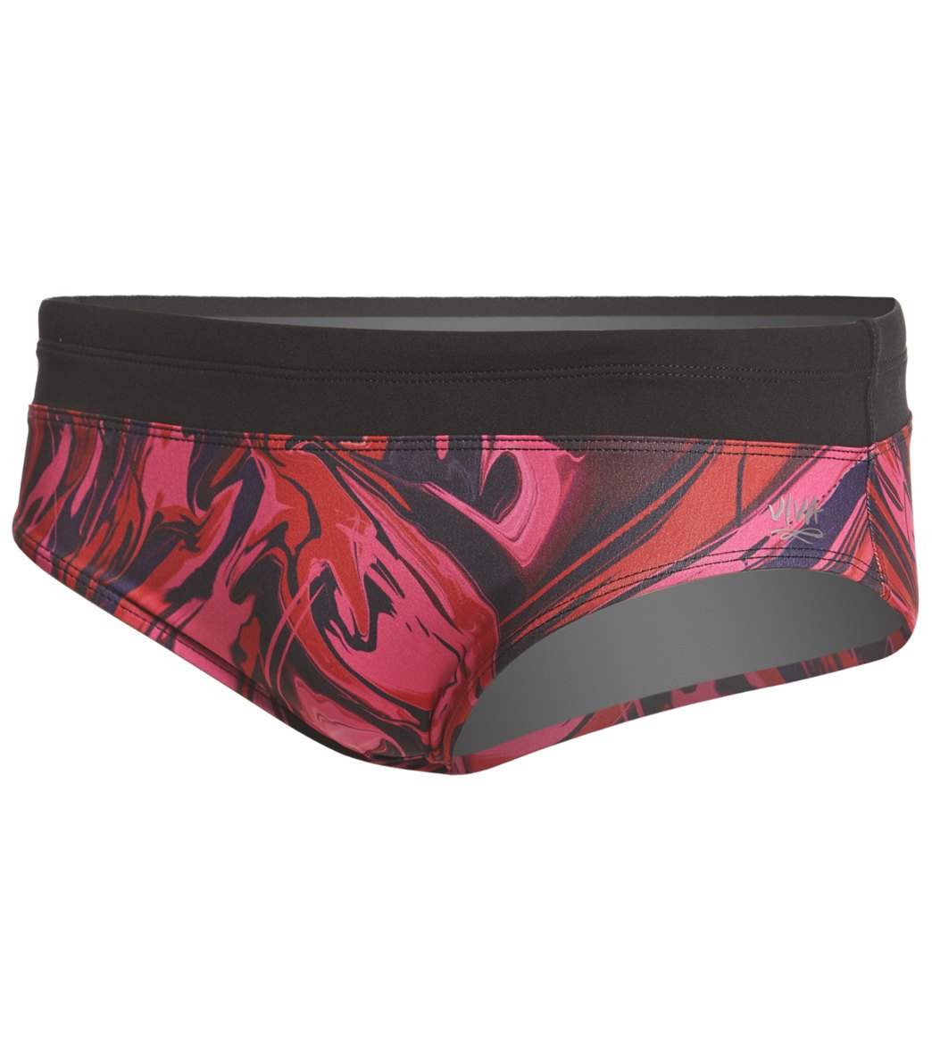 Viva Men's Grenada Brief Swimsuit - Neon Swirl Pink/Black 40 Polyester - Swimoutlet.com