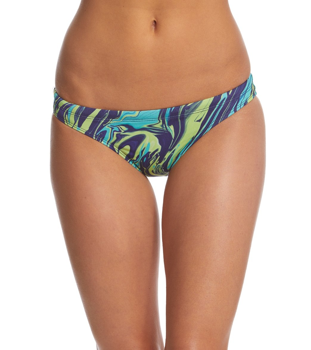 Eq Swimwear Women's Streamline Bikini Bottom - Navy Swirl Large Polyester - Swimoutlet.com