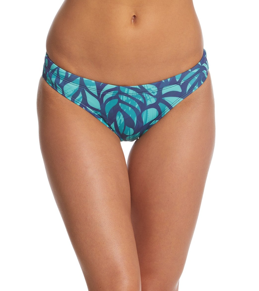 Eq Swimwear Women's Streamline Bikini Bottom - Navy Tropical Xl Polyester - Swimoutlet.com