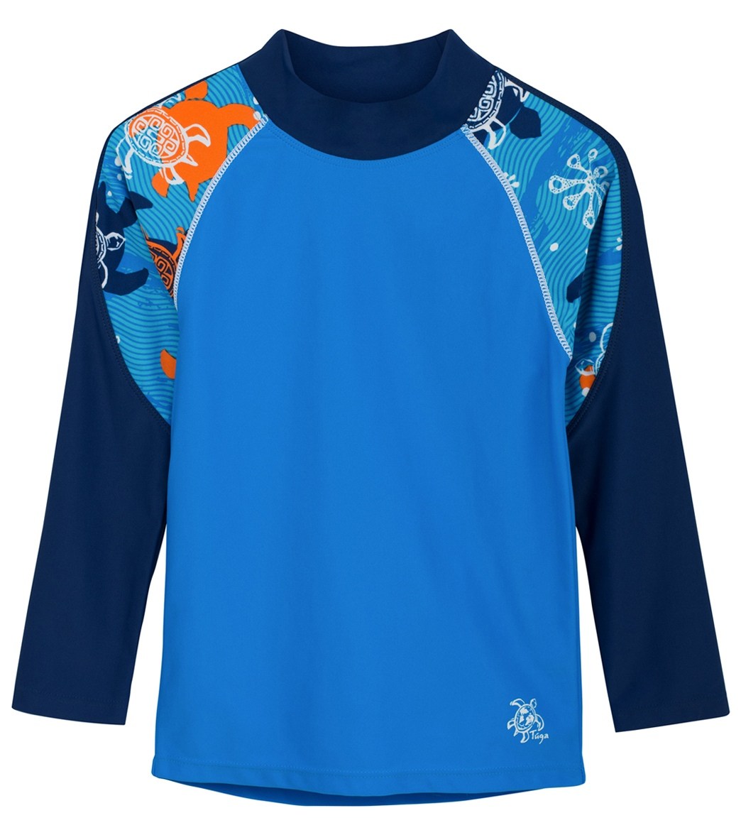 Tuga Boys' Offshore Long Sleeve Rash Guard Toddler/Little/Big Kid - Blue Roller 13/14 Yrs Size Years - Swimoutlet.com