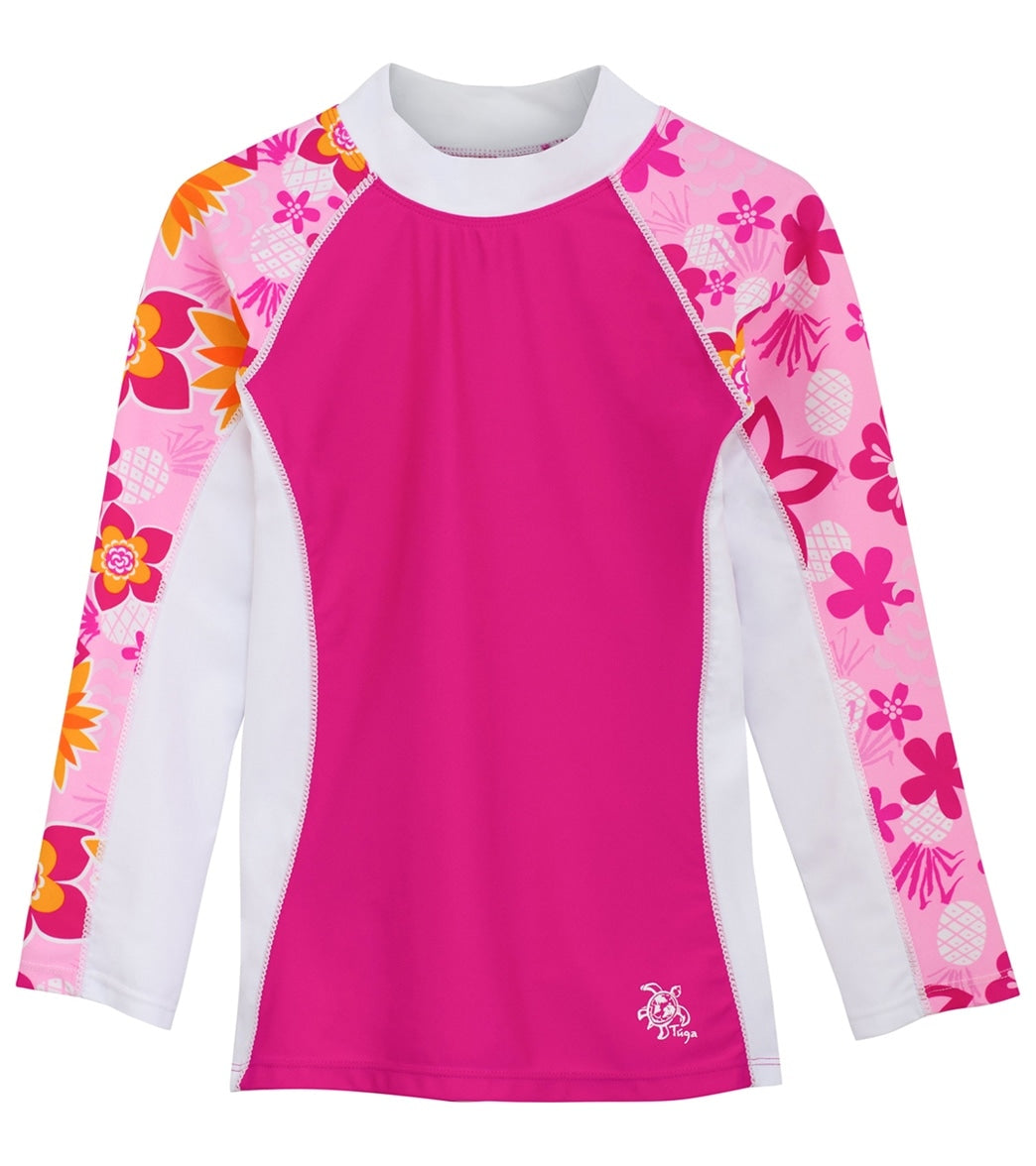 Tuga Girls' Tropical Punch Shoreline Long Sleeve Rash Guard Baby Toddler/Little/Big Kid - Agata 2/3 Yrs Size Years - Swimoutlet.com