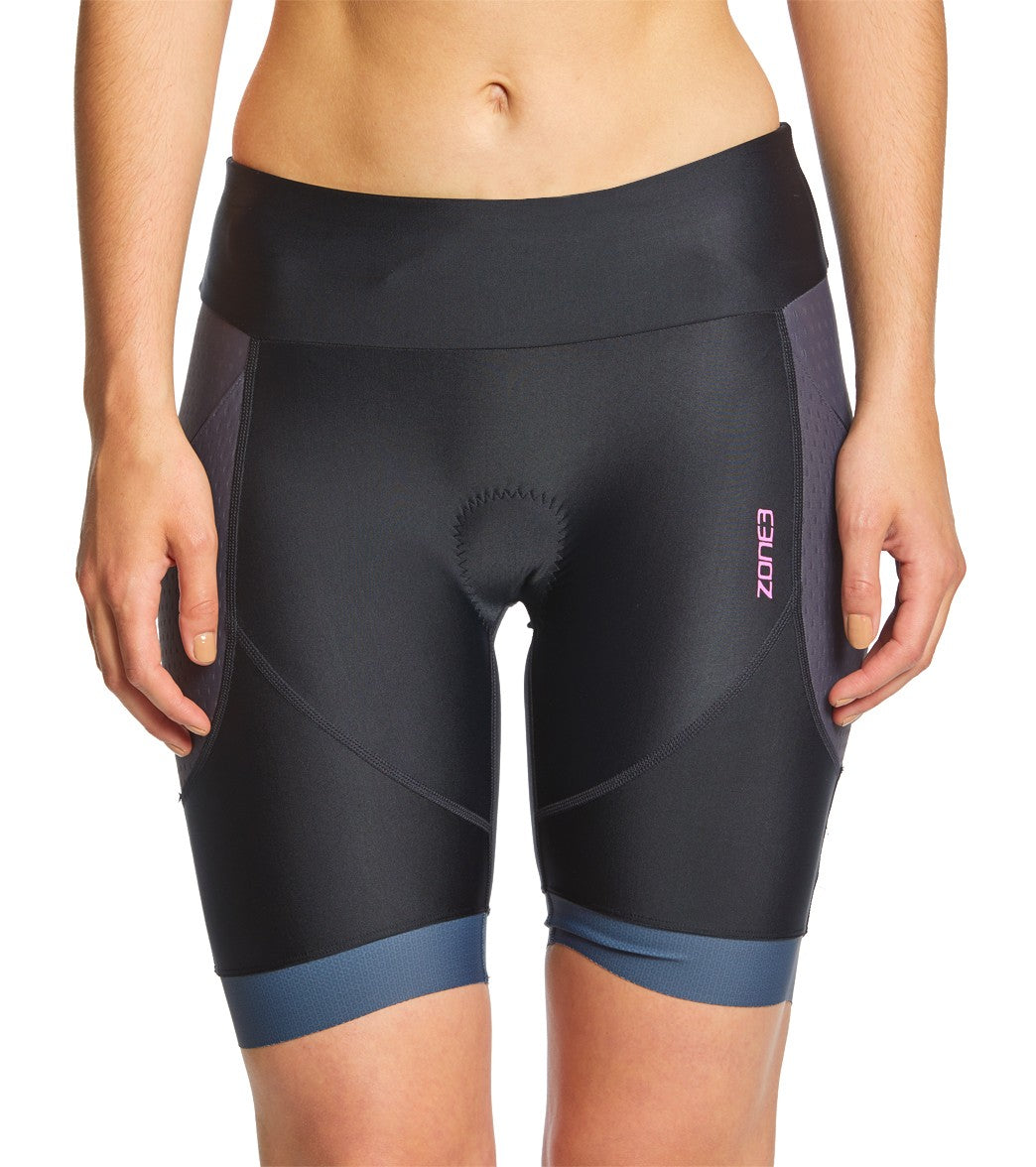 Zone3 Women's Aquaflo Plus Tri Shorts - Black/Grey/Neon Pink X-Small - Swimoutlet.com