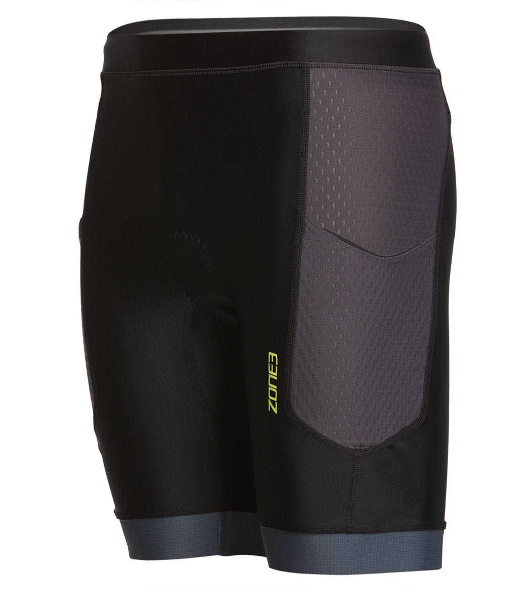 Zone3 Men's Aquaflo Plus Tri Shorts - Black/Grey/Neon Green Small - Swimoutlet.com