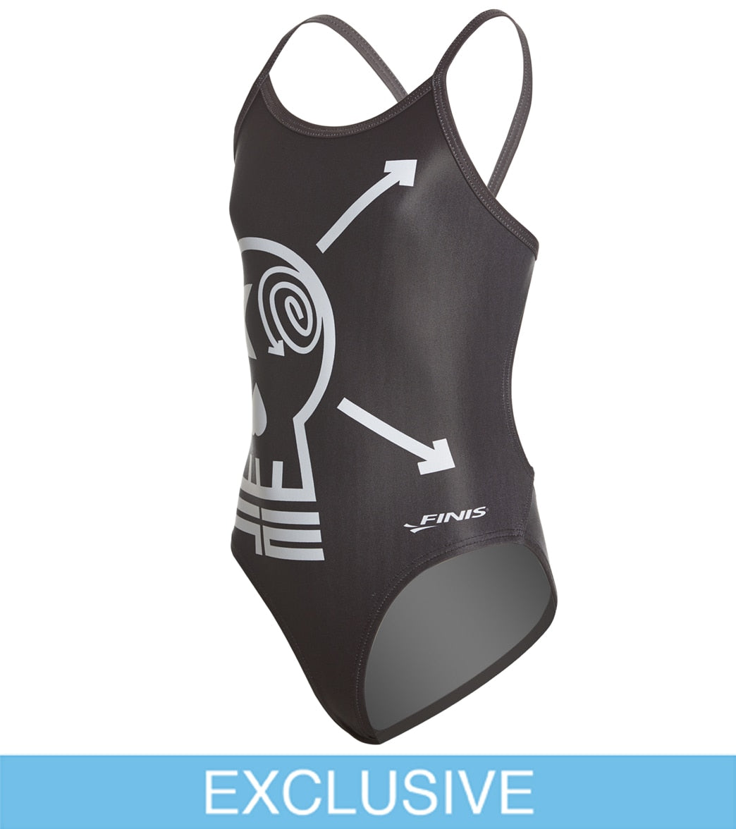 Finis Anthony Ervin Girls' Open Back One Piece Swimsuit - Black 24 Polyester - Swimoutlet.com