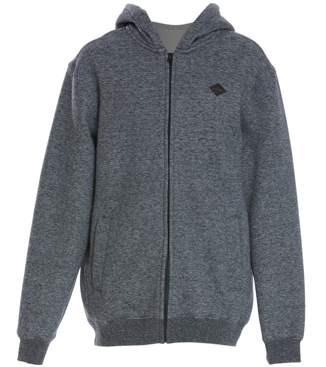 Rip Curl boys' destination fleece full zip hoodie big kid - charcoal small cotton/polyester - swimoutlet.com