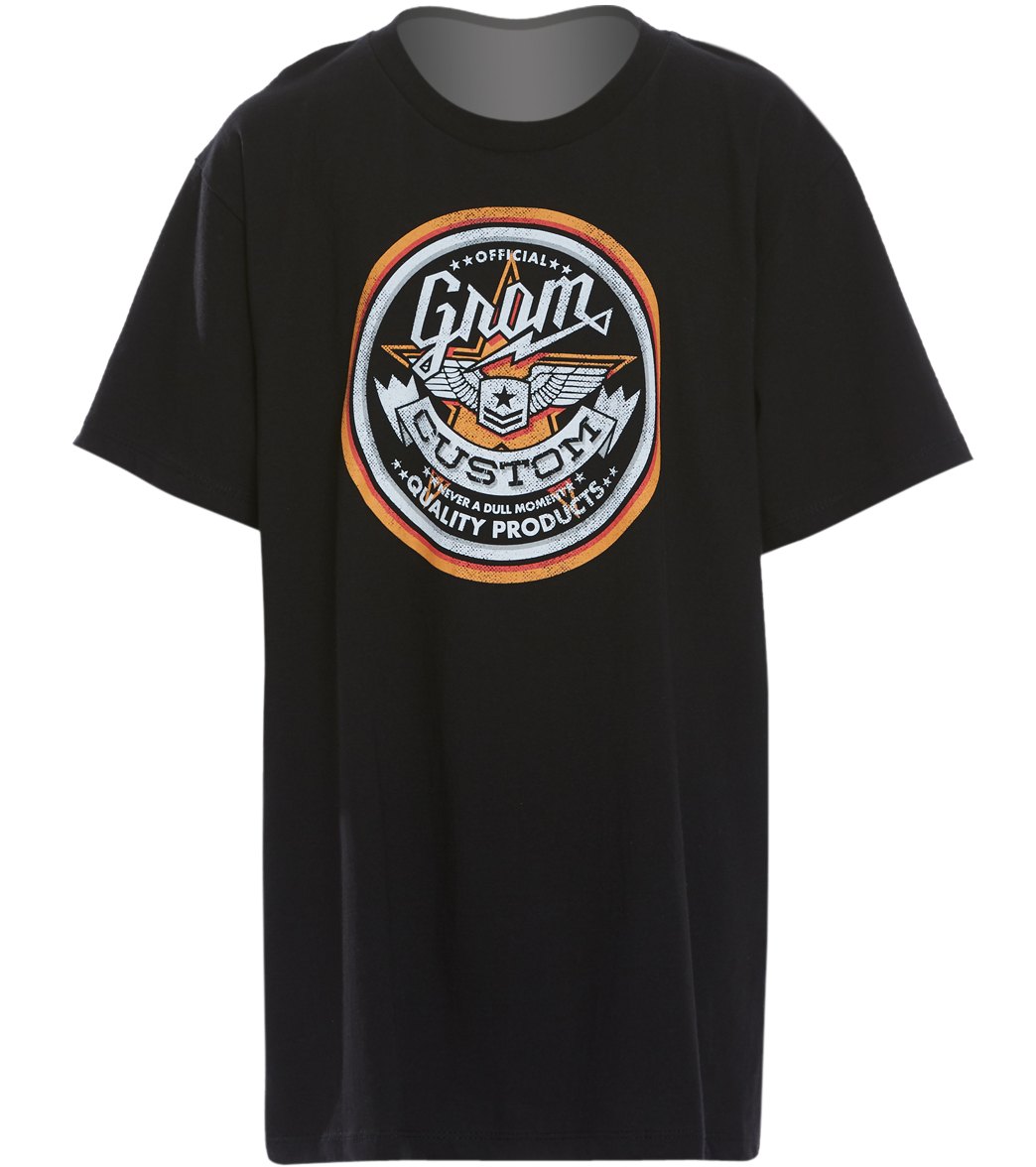 Grom Boys' Custom Short Sleeve Tee Shirt - Black Medium 8 Cotton - Swimoutlet.com