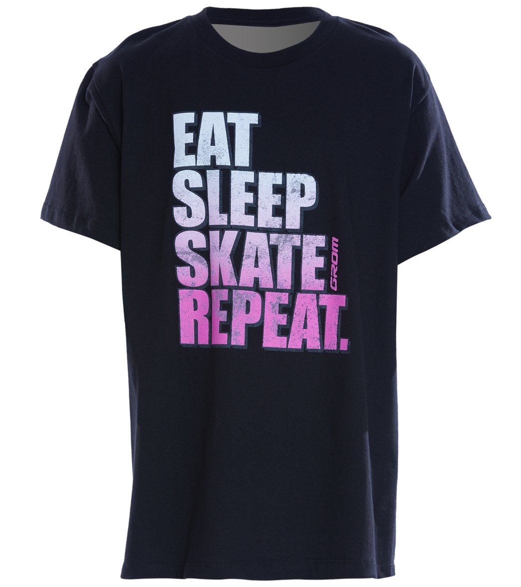 Grom Boys' Eat Sleep Skate Repeat Tee Shirt - Black Xxl 18-20 Cotton - Swimoutlet.com