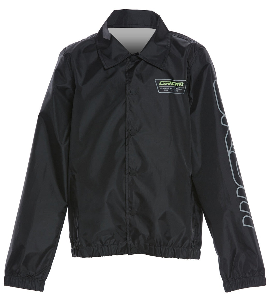 Grom boys' wind breaker jacket - black medium 8 nylon - swimoutlet.com