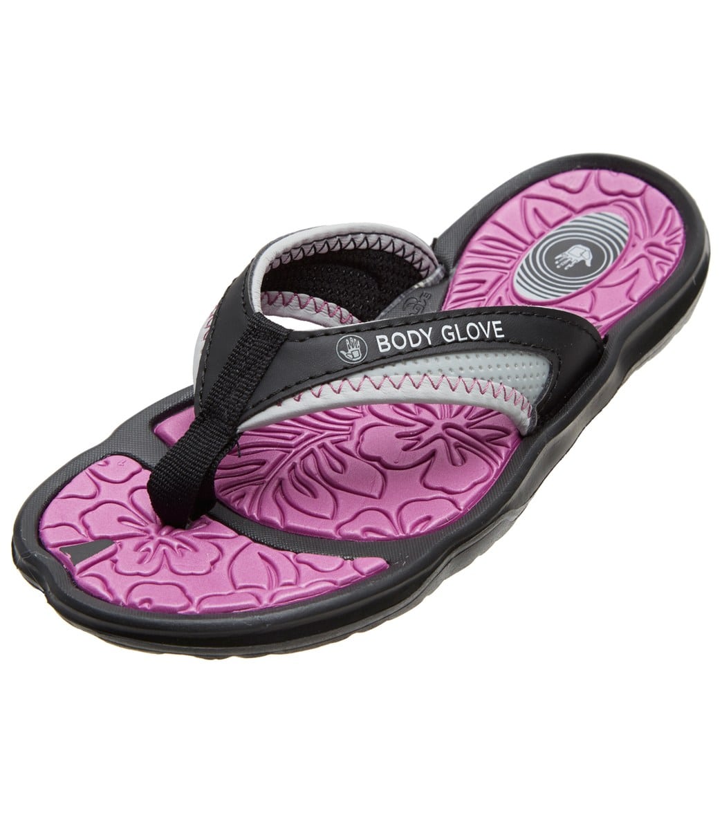 Body Glove Girls' Pitch Flip Flop - Black/Magnolia 11 - Swimoutlet.com