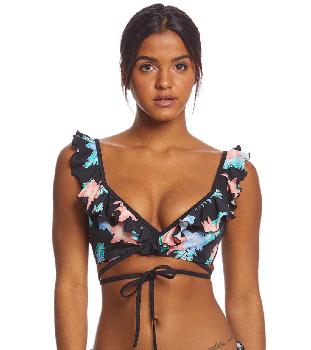 Coco Rave Miami Spice Brooke Wrap Bikini Top B/C/D Cup - Jet Black X-Small/Small 30/32C - Swimoutlet.com