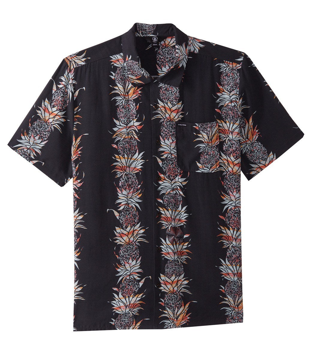 Volcom Men's Palm Glitch Short Sleeve Shirt - Stealth X-Small Lyocell/Viscose - Swimoutlet.com
