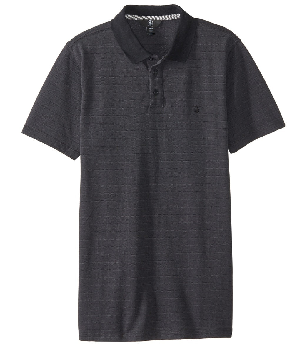 Volcom Men's Wowzer Plaid Polo Shirt - Black X-Small Cotton - Swimoutlet.com