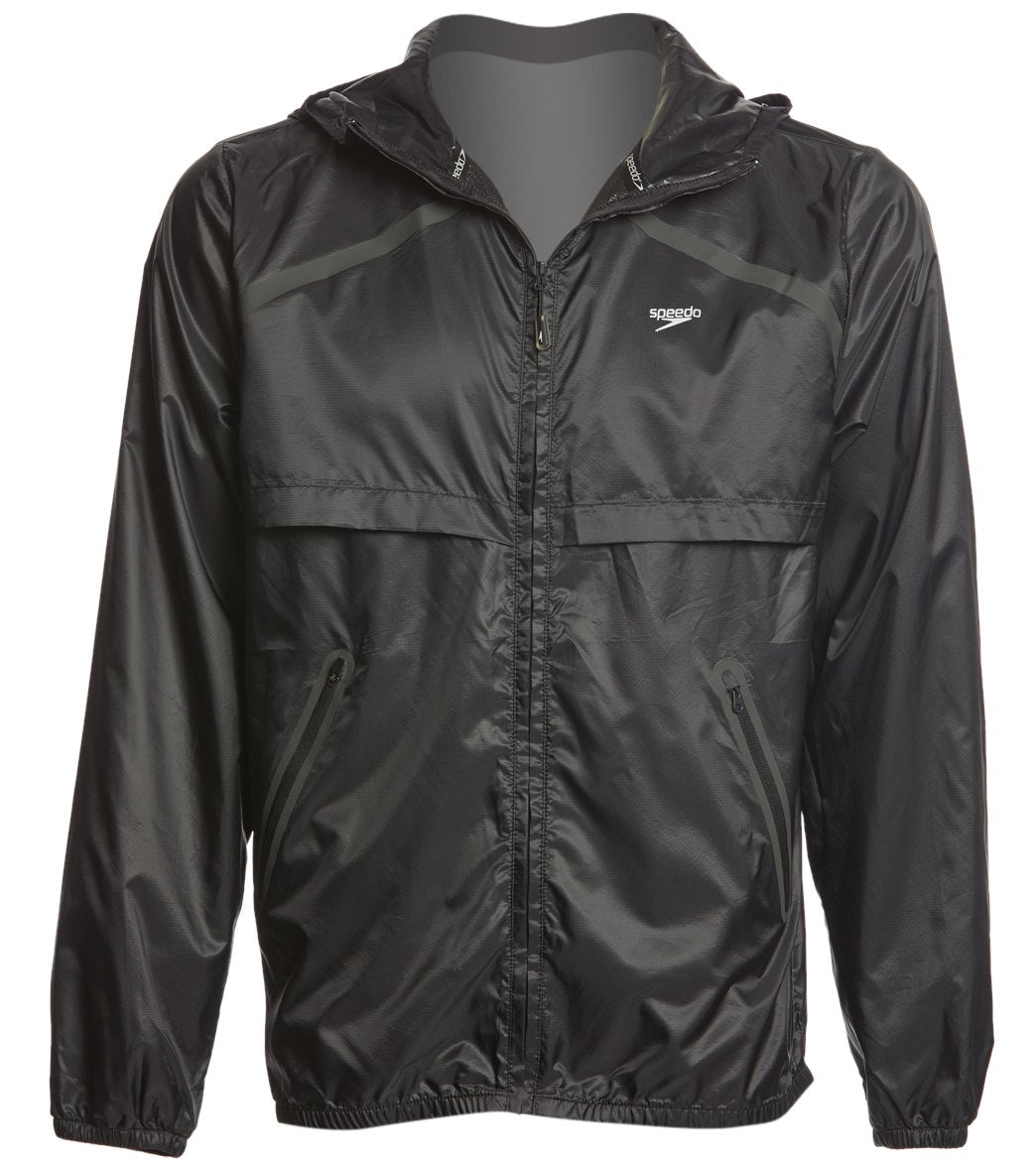 Speedo Men's Light Weight Woven Jacket - Black Medium Size Medium Polyester - Swimoutlet.com