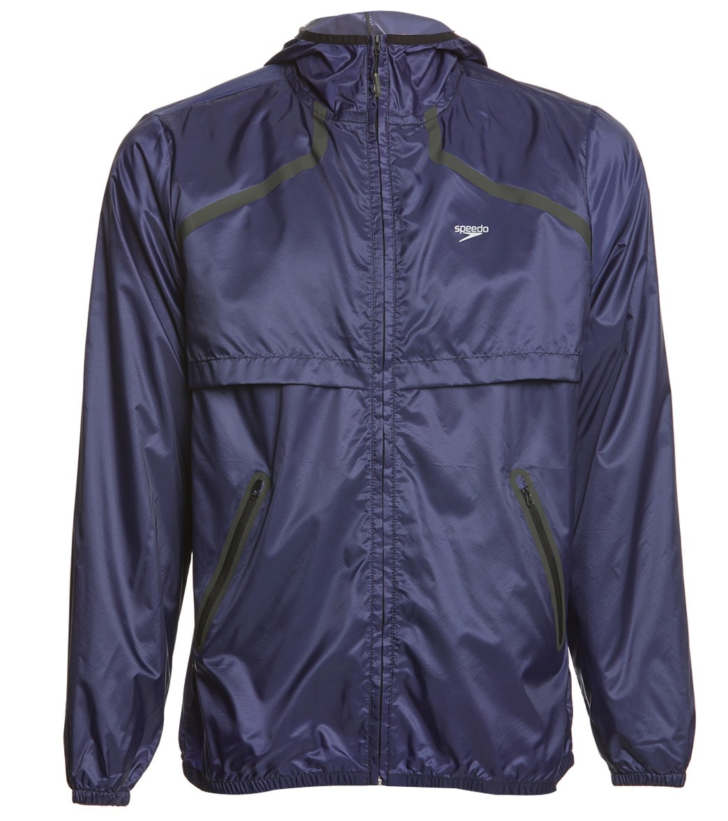 Speedo Men's Light Weight Woven Jacket - Navy Medium Size Medium Polyester - Swimoutlet.com