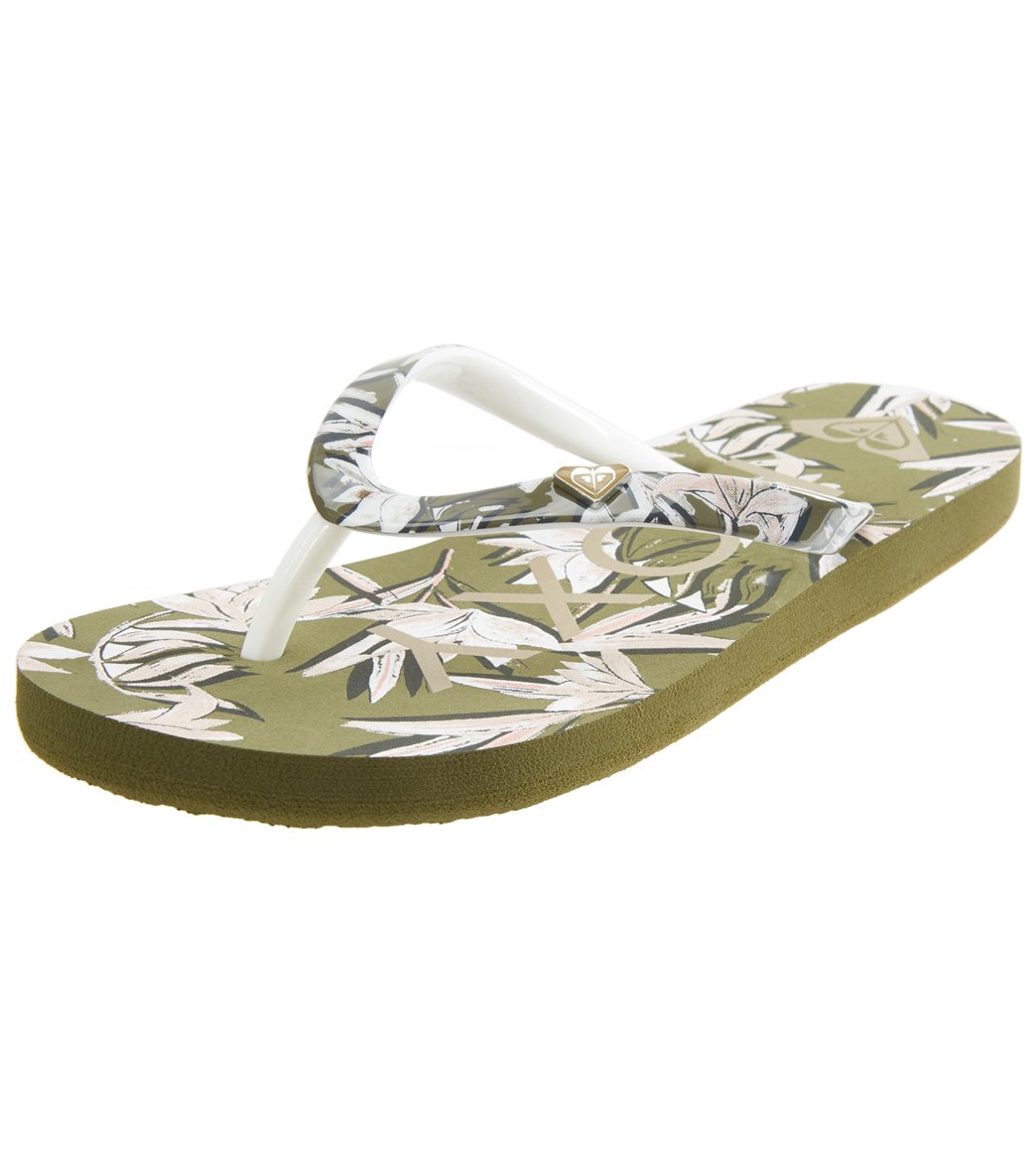 Roxy Girls' Pebbles Vi Flip Flop Big Kid - Olive 11 - Swimoutlet.com