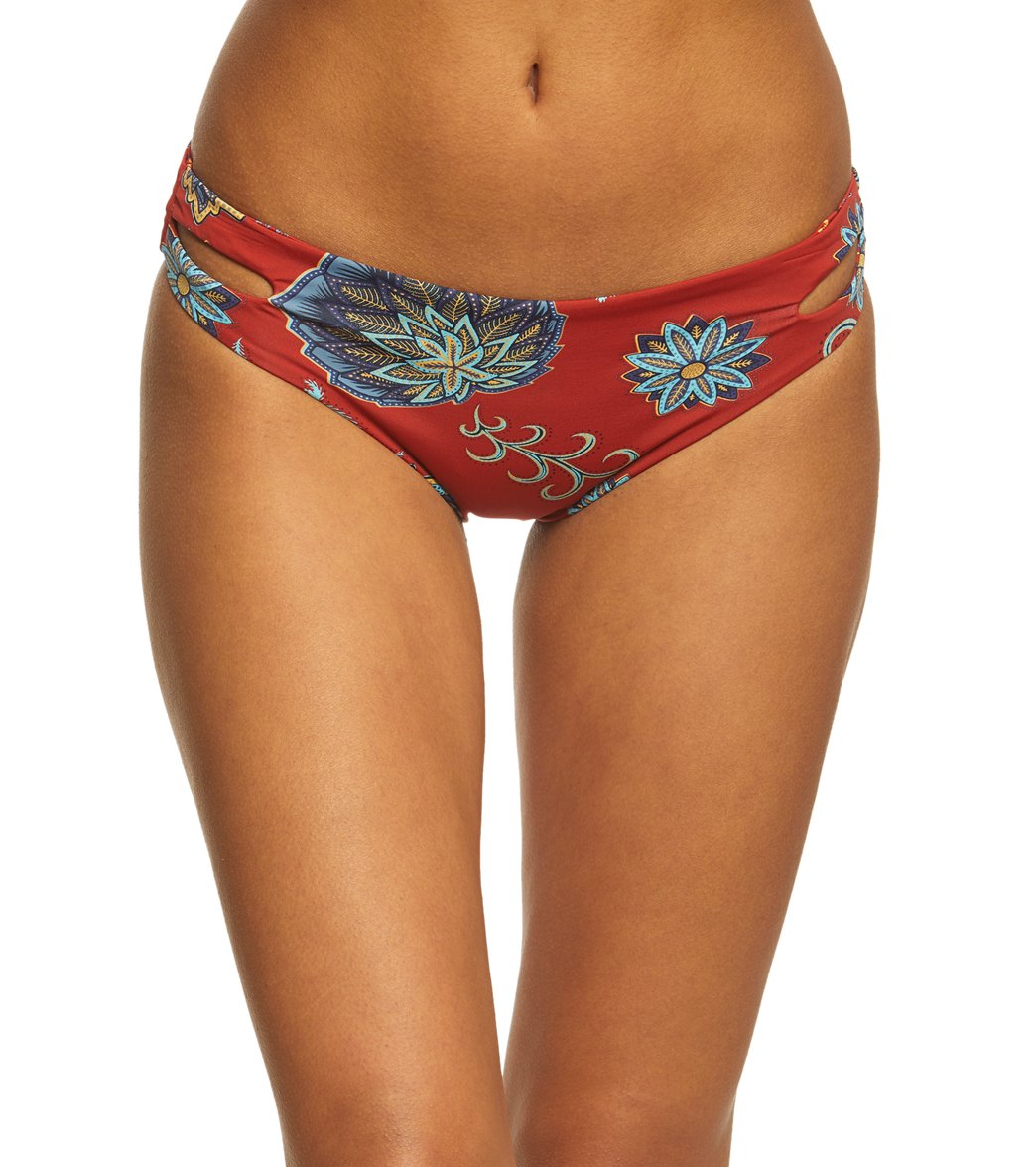 Roxy Women's Printed Softly Love Reversible 70's Pants Bikini Bottom - Tandoori Spice Velvet Tribes X-Small - Swimoutlet.com