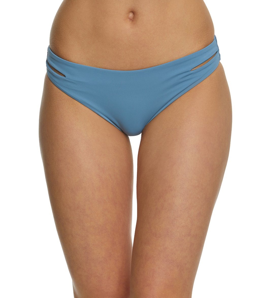 Roxy Women's Solid Softly Love Reversible 70's Pants Bikini Bottom - Blue Shadow X-Small - Swimoutlet.com