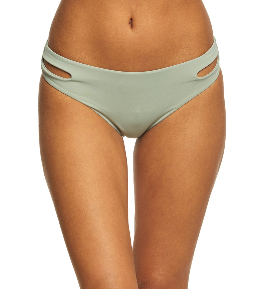 Roxy Women's Solid Softly Love Reversible 70's Pants Bikini Bottom - Wrought Iron Small - Swimoutlet.com