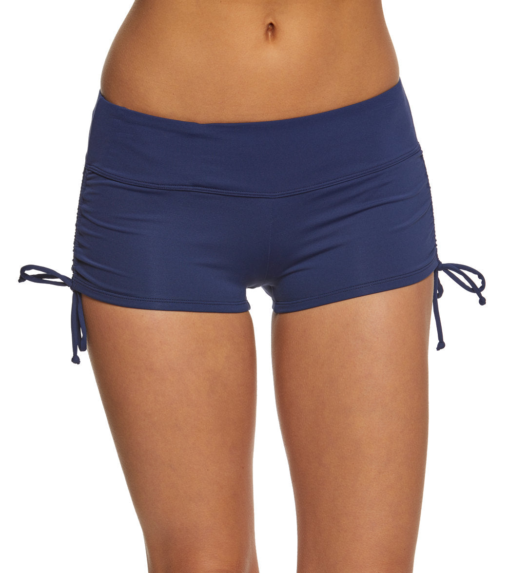 Beach House Chlorine Resistant Solid Blake Side Tie Swim Short - Admiral 16 - Swimoutlet.com