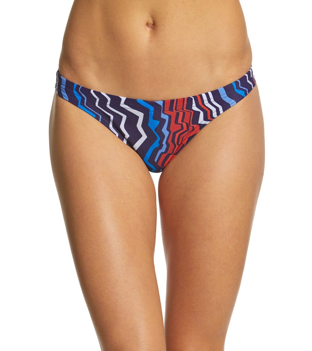 Arena Women's Zig Zag Maxlife Bikini Bottom - Navy/Red 26 Polyester - Swimoutlet.com