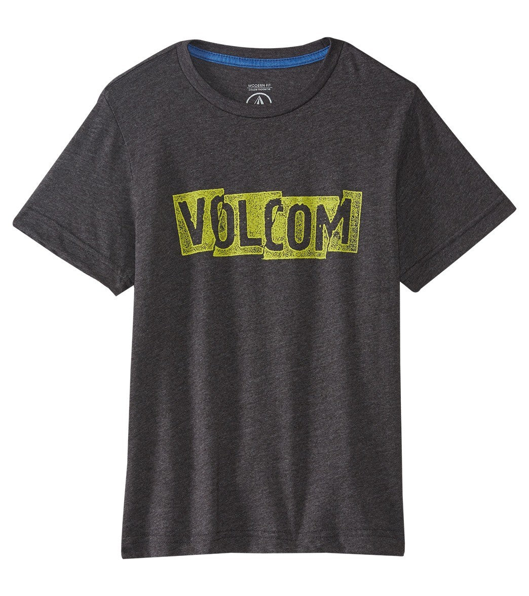 Volcom Boys' Edge Short Sleeve Tee Shirt Toddler/Little/Big Kid - Heather Black 5 Cotton/Polyester - Swimoutlet.com