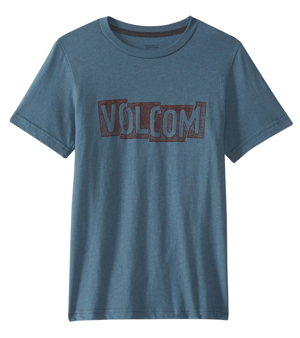 Volcom Boys' Edge Short Sleeve Tee Shirt Toddler/Little/Big Kid - Wrecked Indigo 7 Cotton/Polyester - Swimoutlet.com
