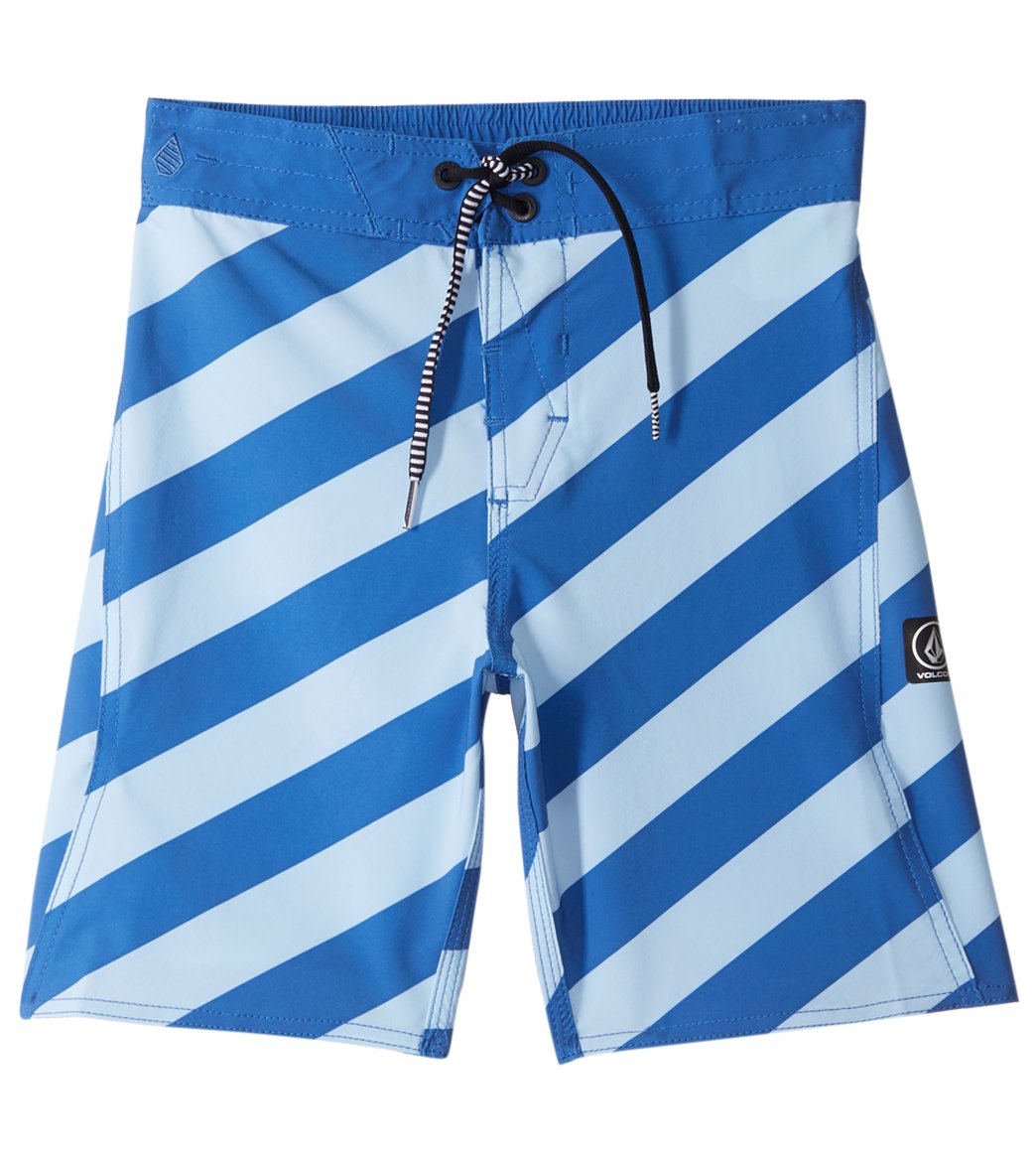 Volcom Boys' Stripey Elastic Boardshorts Toddler/Little/Big Kid - Arctic Blue Xl 18/20 - Swimoutlet.com