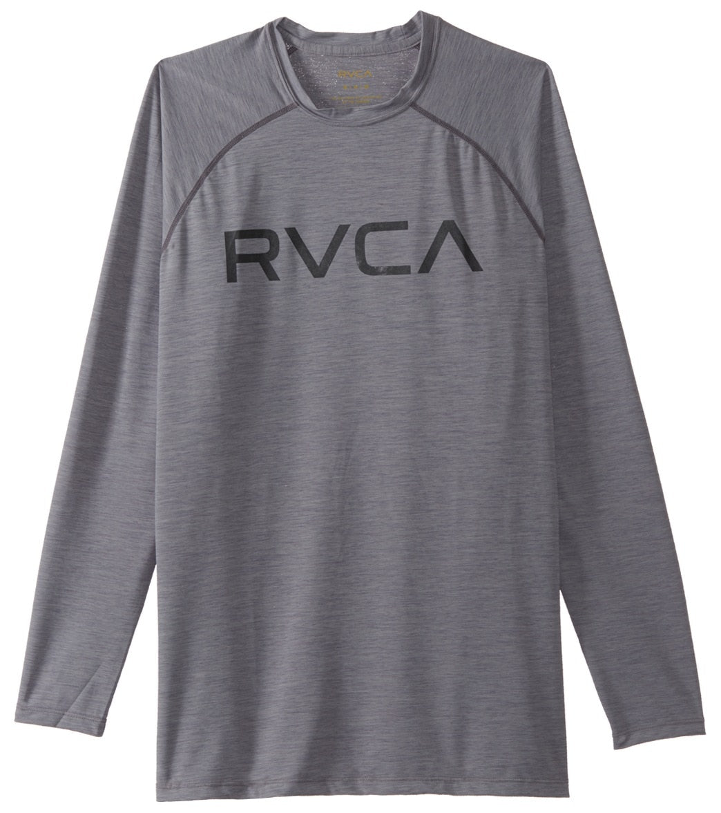 Rvca Men's Micro Mesh Long Sleeve Rashguard Shirt - Grey Noise Medium Polyester/Elastane - Swimoutlet.com