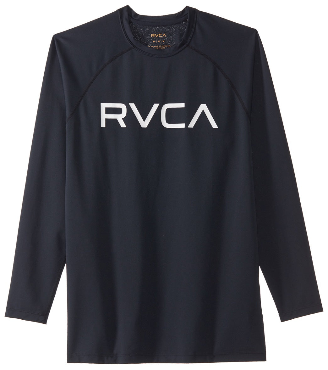 Rvca Men's Micro Mesh Long Sleeve Rashguard Shirt - Black Large Polyester/Elastane - Swimoutlet.com