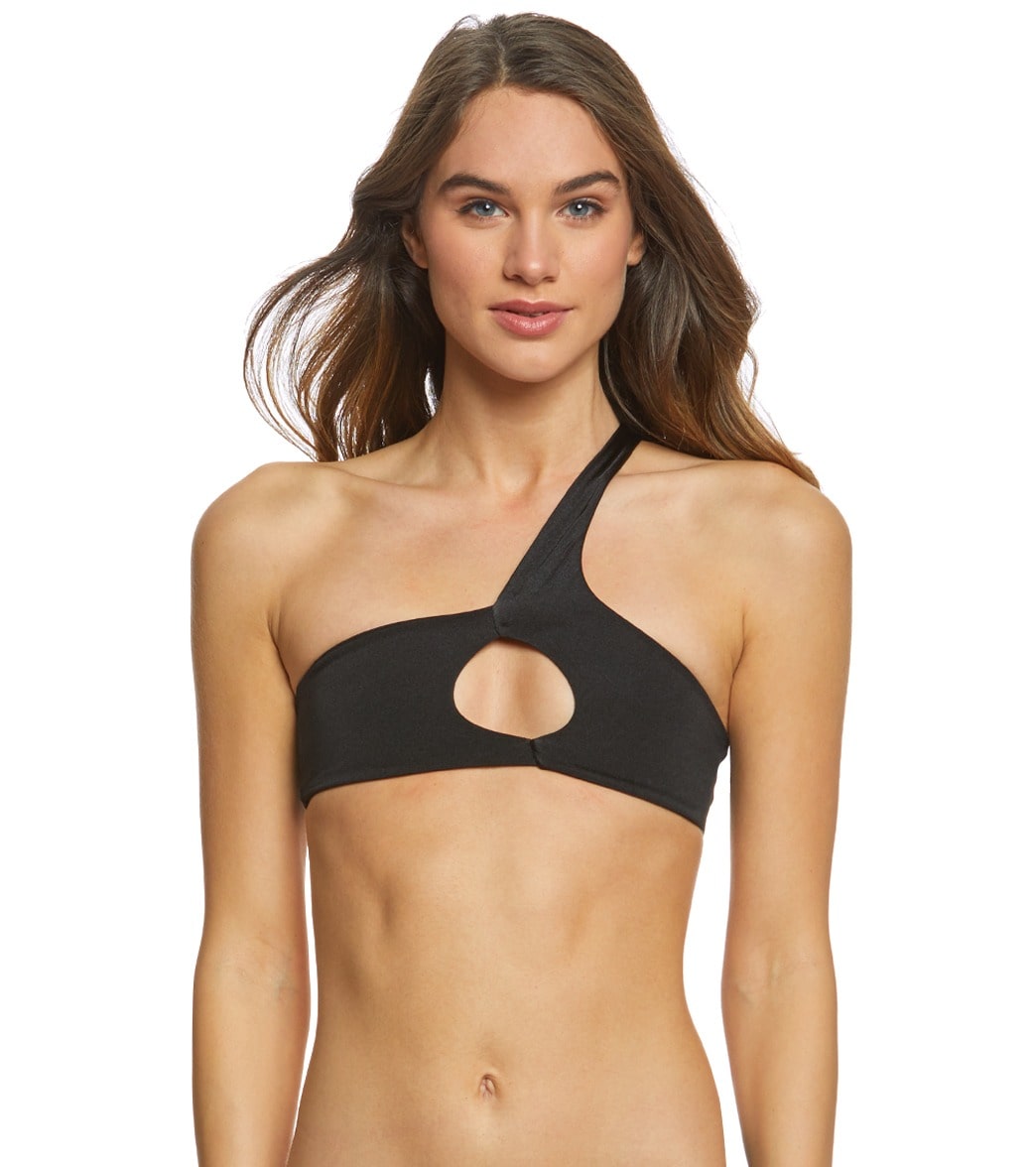 Indah Sade Asymmetrical Bikini Top - Black Small Elastane/Polyamide - Swimoutlet.com