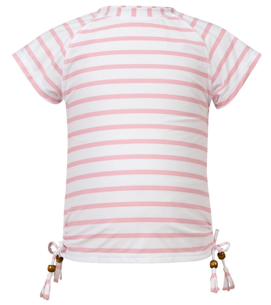 Snapper Rock Girls' Short Sleeve Rash Guard Top Toddler/Little/Big Kid - Pinkn/White 16 - Swimoutlet.com