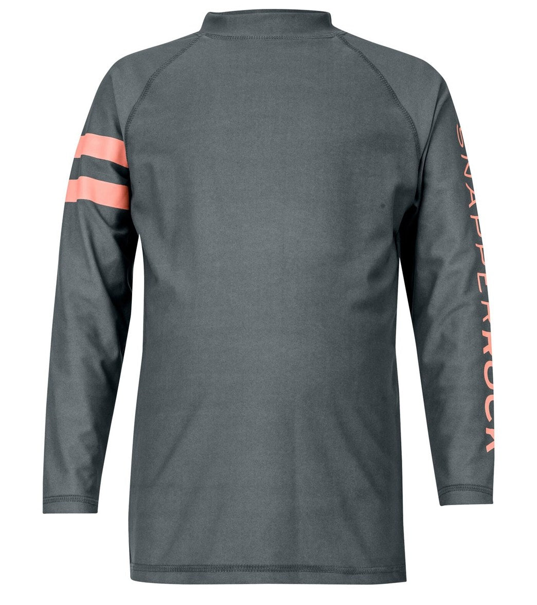 Snapper Rock Boys' Rash Guard Top Toddler/Little/Big Kid - Grey/Coral 12 - Swimoutlet.com