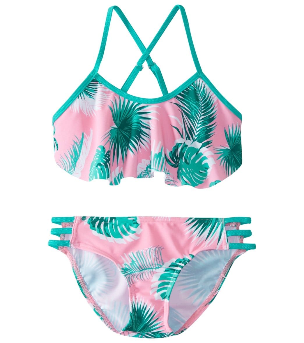 Platypus Australia Girls' Flounce Strap Bikini Set Big Kid - Botanica 4 - Swimoutlet.com