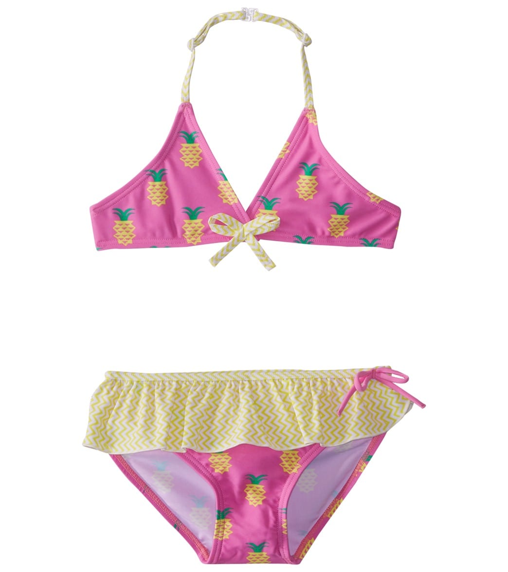 Platypus Australia Girls' Cross Over Bikini Set - Pineapple Crush 4 - Swimoutlet.com