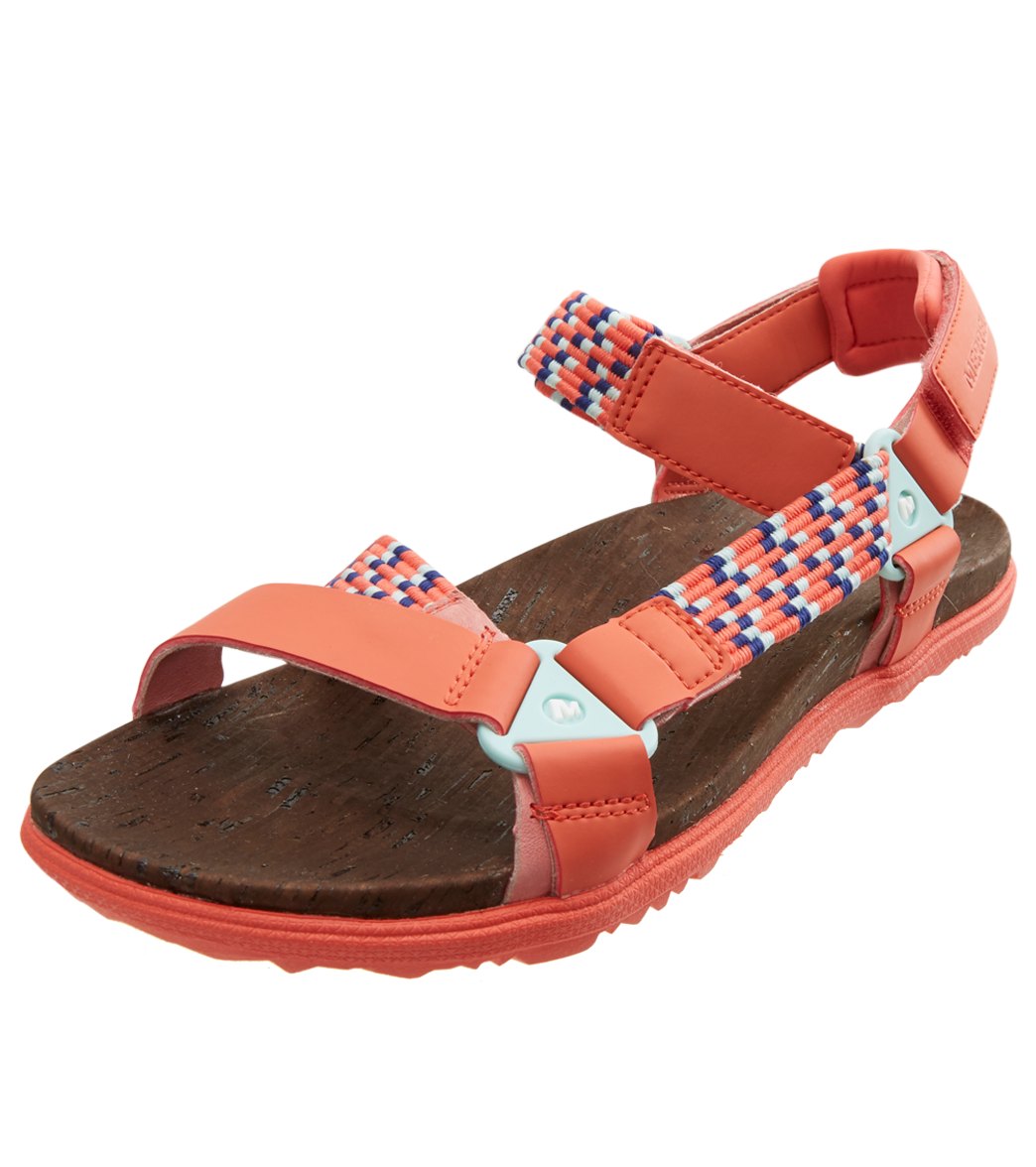 Merrell Women's Around Town Sunvue Woven Sandals - Hot Coral 11 - Swimoutlet.com